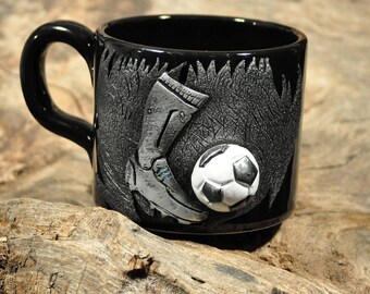 Sports Pottery, Football Cup, Mug, Fimo, Football, Milk Cup, AnthiCreativeTouch, Gift For Him, Cereals Mug, Cereals, Polymer Clay Mug