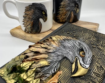 Eagle Journal: Hand Sculpted Fimo Clay Book Diary