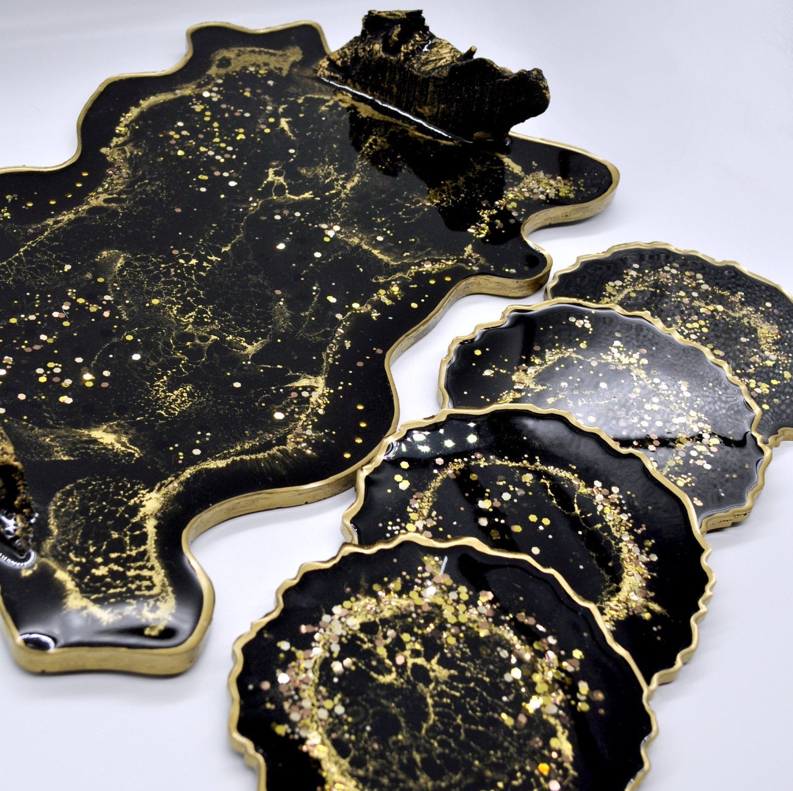 Resin Serving Tray Luxury Black Serving Tray Serving Tray Etsy