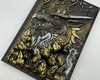 Dragon Book Cover, Journal, Fimo Book Diary, AnthiCreativeTouch, Dragon Cover Book, Diary, Gift For Her, Gift For Him, Dragon