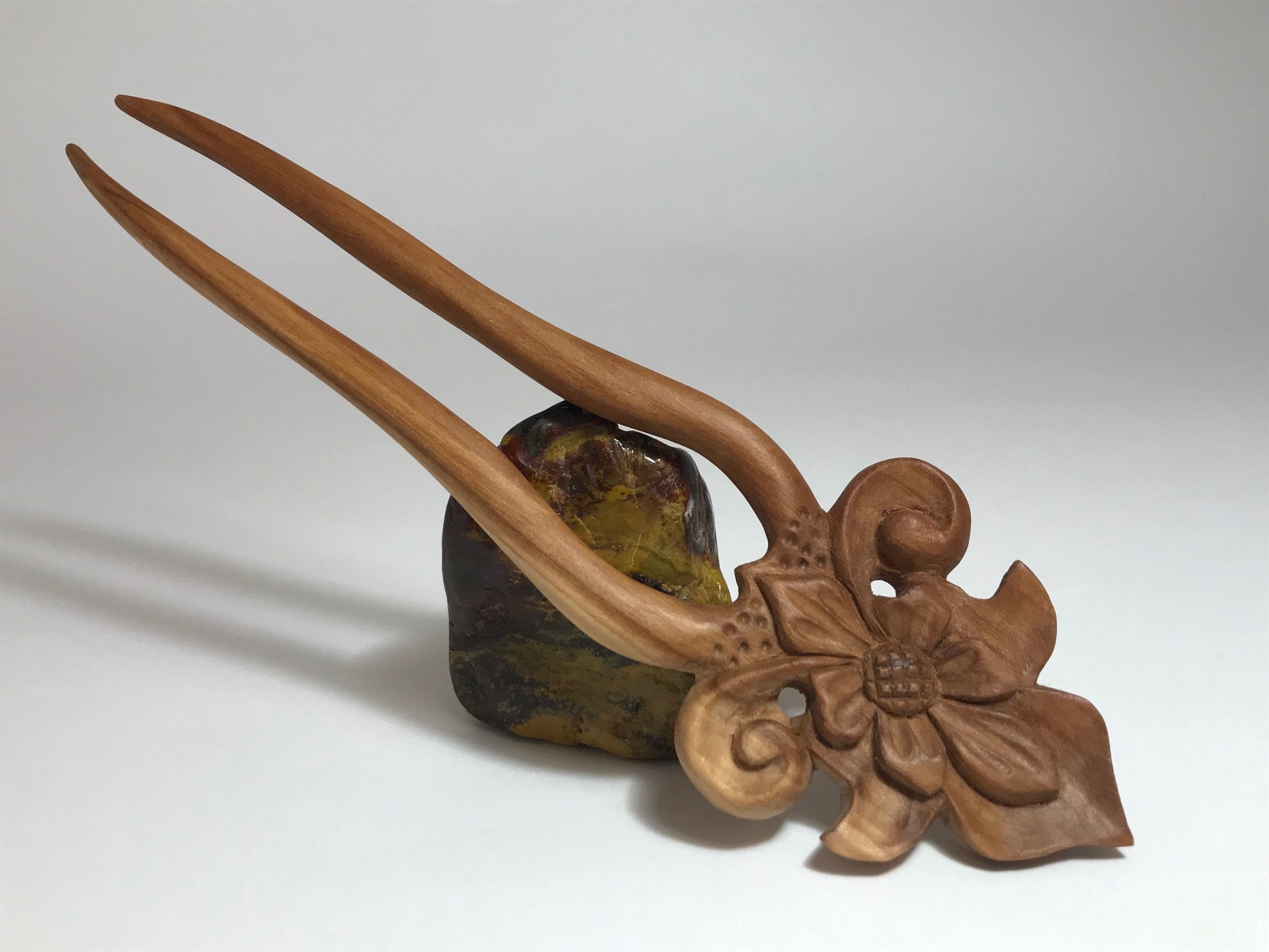 Hand Carved Wooden Hair Fork Wooden hair fork wooden Etsy