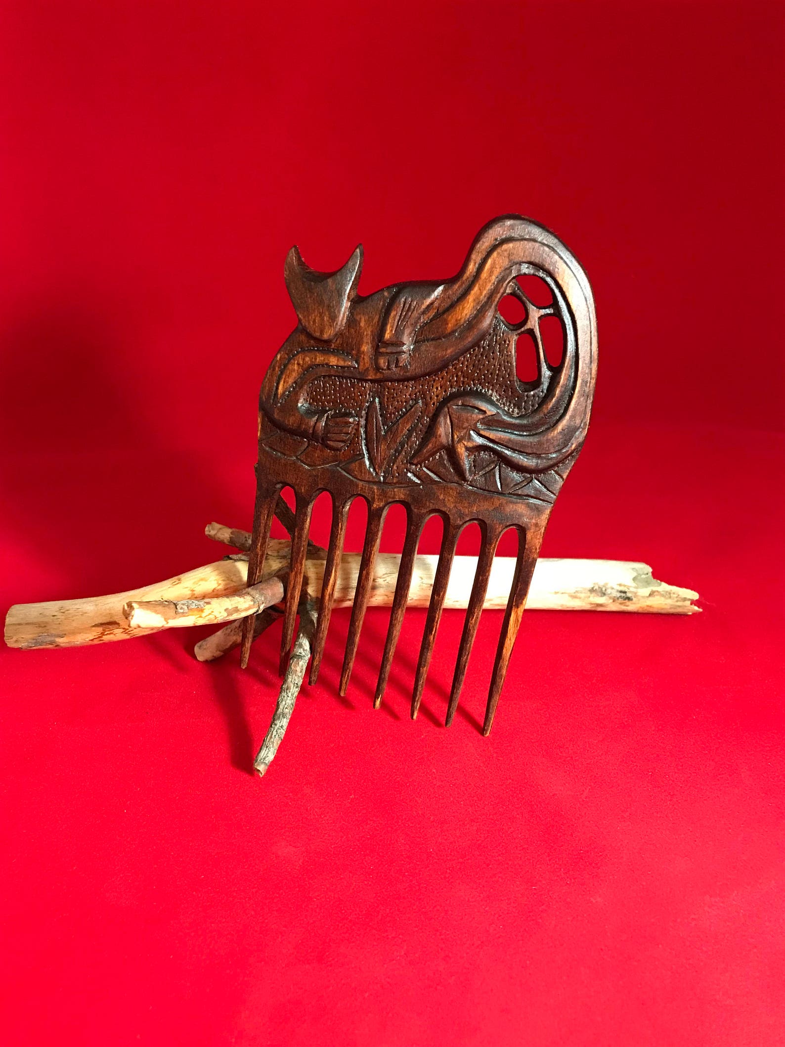 Hand Carved Wooden Hair Comb Cat wooden hair Etsy