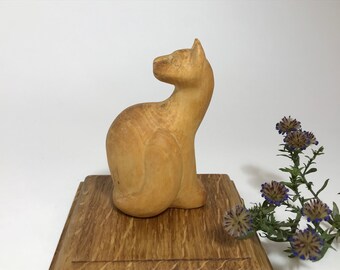 Hand Carved Wooden Figurine "Cat", Wooden figurine, Wooden sculpture, Wooden statue, Hand carved figurine, Hand carved wooden cat