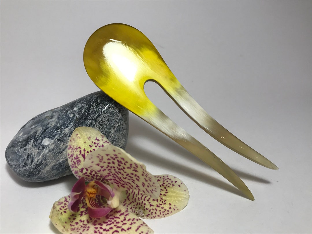 Unique Hand Carved of Horn Hair Fork Two Prong Hair Fork Bun Etsy