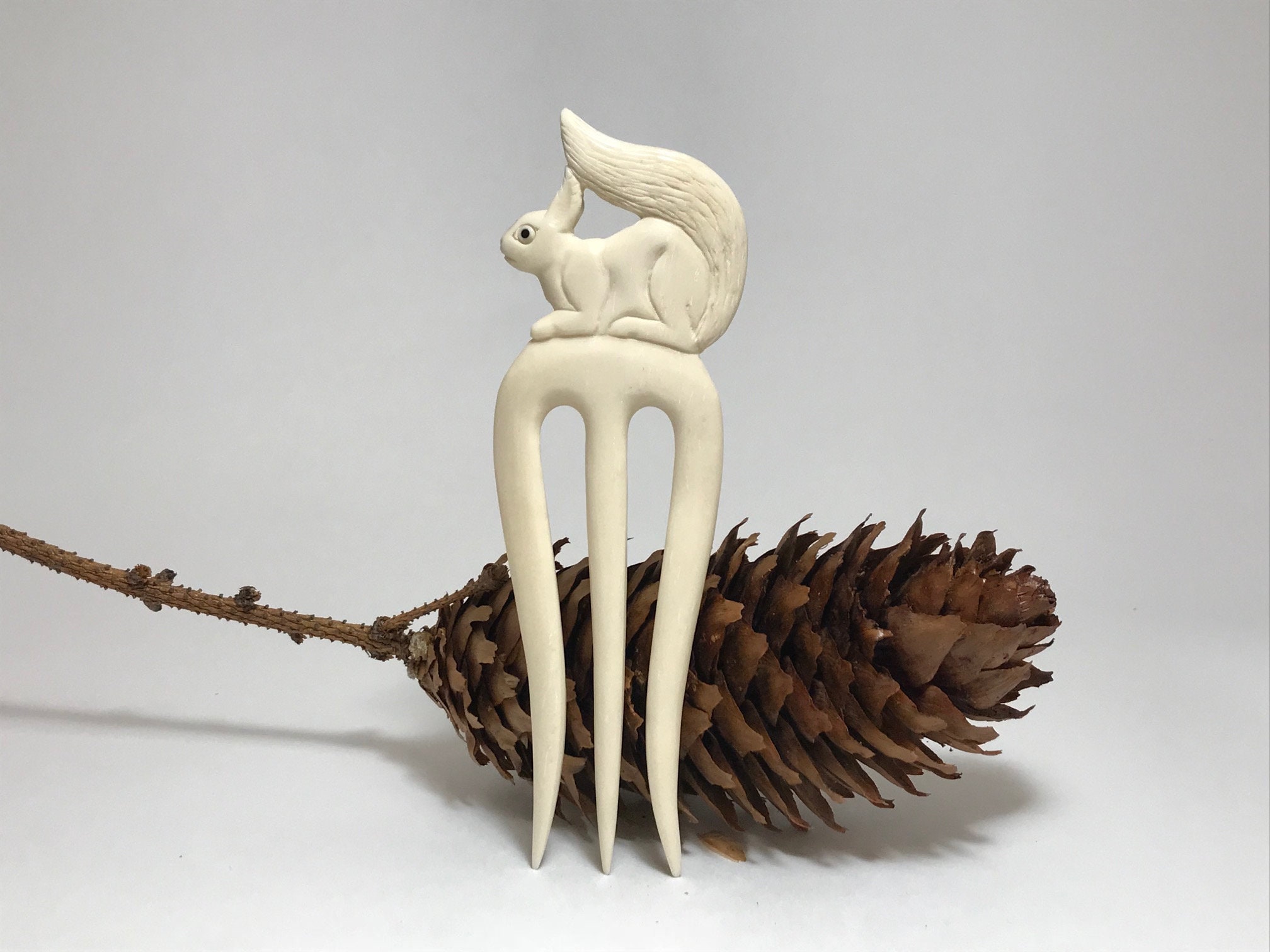 Unique Hand Carved Bone Hair Comb Squirrel Bone Etsy