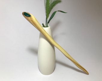 Mano tallada madera hair stick, soporte de bun, horquilla de madera, pico de pelo de madera, un bastón de pelo de punta, barrette de madera, diapositiva de pelo de madera