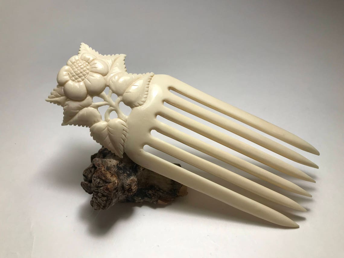 Hand Carved Bone Hair Comb Bone barrette Bone hair pin Gift Etsy