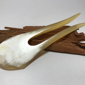 Hand Carved of Horn Hair Fork, Horn barrette, Two prong hair fork, Horn hair pin, Bun holder, Hair fork, Hair pin, Hair pick