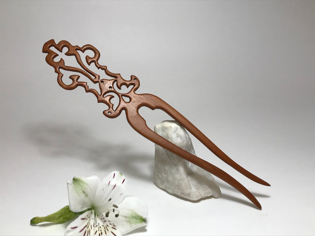 Hand Carved Wooden Hair Fork Wooden Hair Fork Two Prong Hair Etsy