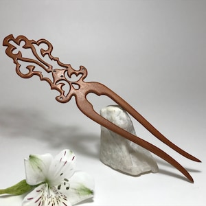 Hand Carved Wooden Hair Fork, Wooden hair fork, Two prong hair fork, Wooden hairpin, Wooden barrette, Wooden hair stick, wooden hair comb
