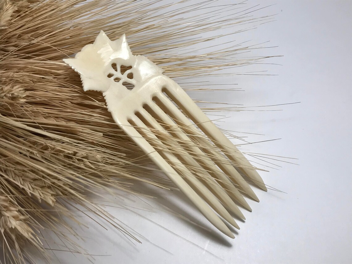 Hand Carved Bone Hair Comb Bone barrette Bone hair pin Gift Etsy