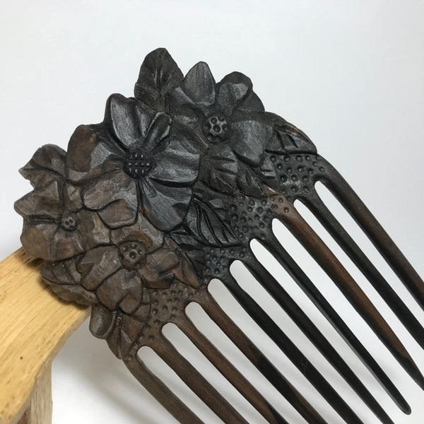 Hand Carved Wooden Hair Comb, Wooden hair fork, Wooden barrette, Haarspange, Wooden hair comb, Hair barrette, Bun holder