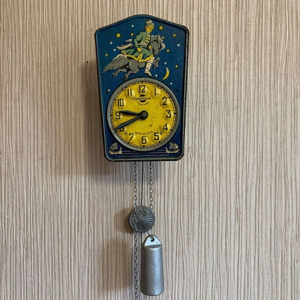 Rare Vintage Soviet Wall Clock "The Little Humpbacked Horse", USSR clock, Soviet clock, Soviet working clock, Soviet mechanical wall clock