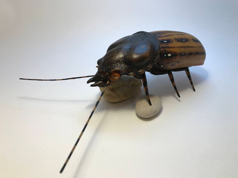 Unique Hand Carved Wooden Figurine Colorado Beetle