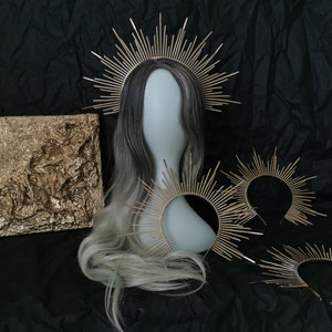Gold Sun Ray Halo Crown, Wedding Headpiece, Made in Ukraine