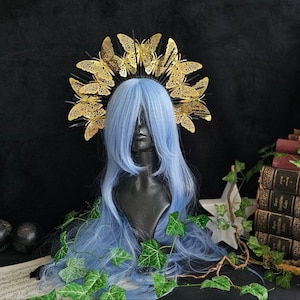 Farfalla Gold Halo Crown copricapo Halo Sun Burst Crown, Halo Crown, Elfo Corona, Corona Sun Shine Copricapo Fata Corona Halo altezza 12,5 cm