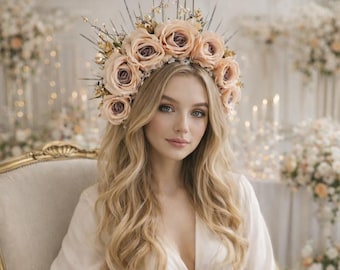 LIGHT UP Halo Crown, Embellished Halo, Gold Halo Headpiece  display picture 1