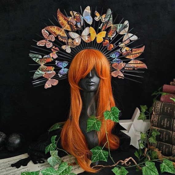 Handmade Zip Tie Sunburst Halo Crown Headpiece Butterfly Headdress Cosplay Amazon.com: Fantherin Mary Halo Crown Headband Spiked Zip  main image 2