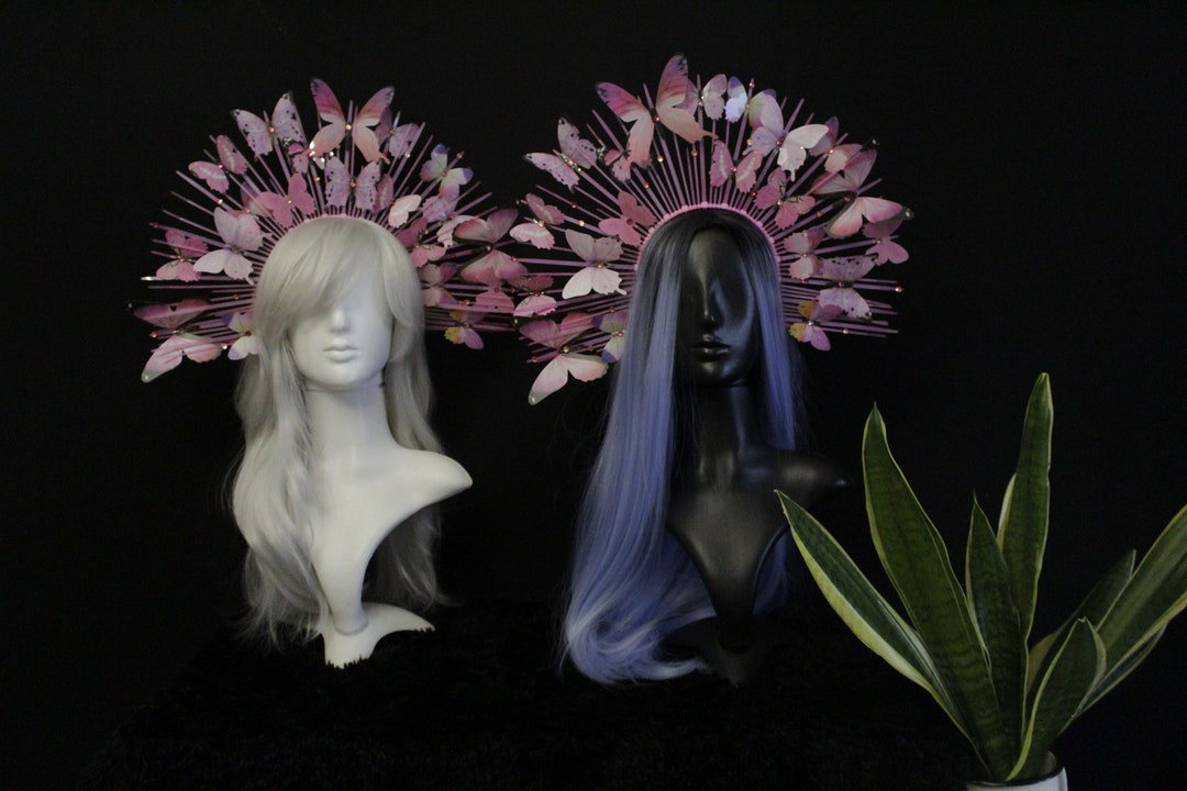 Halo Crown, Pink Halo Headband, Butterfly Tiara, Crown Halo Headpiece, Crown Headband, Headpiece ...