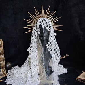 Gold Sun Ray Halo Crown, Wedding Headpiece