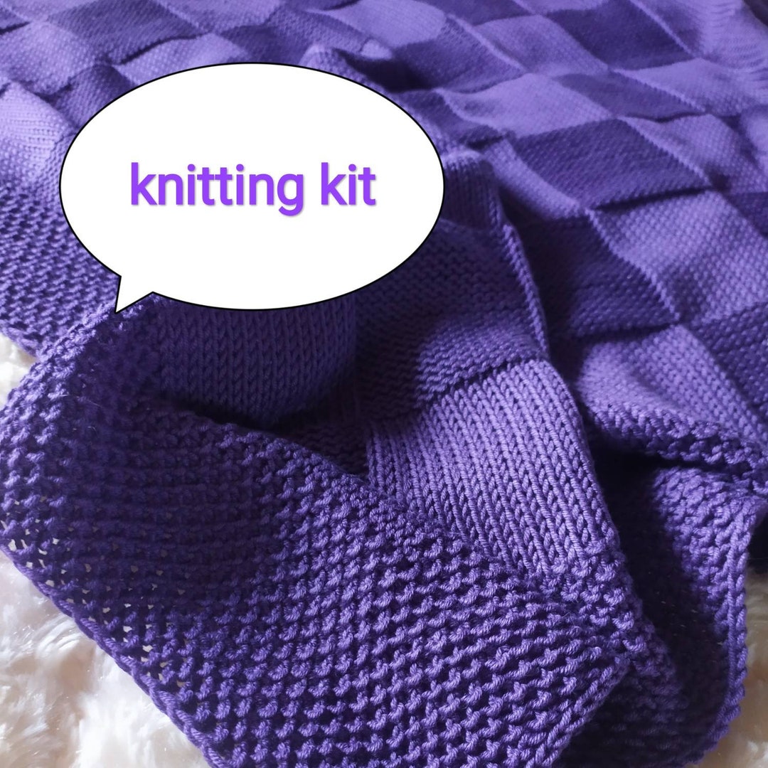 Baby Blanket Kit/knitting Kit. Knit Kit. Wool Baby Blanket Pattern. Do