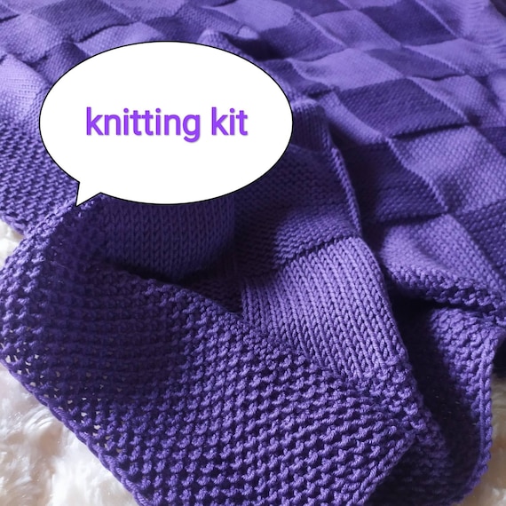 Baby Blanket Kit knitting Kit. Knit Kit. Wool Baby Blanket Pattern
