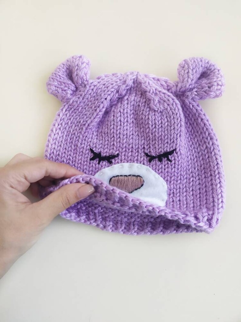 Baby gift idea Baby shower gift Hand knit baby set Homemade Baby knit hat and socks little bear hat Merino wool hat and socks for baby