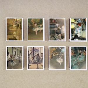 8er Set MATCHBOX Gemälde von Edgar Degas Tänzern Ballettkunst malen Druck alte Streichhölzer Streichholzhalter