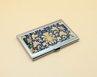 porte-cartes de visite étui fleur motif vintage floral art nouveau 19e siècle peinture 8 motifs différents porte-étui en métal