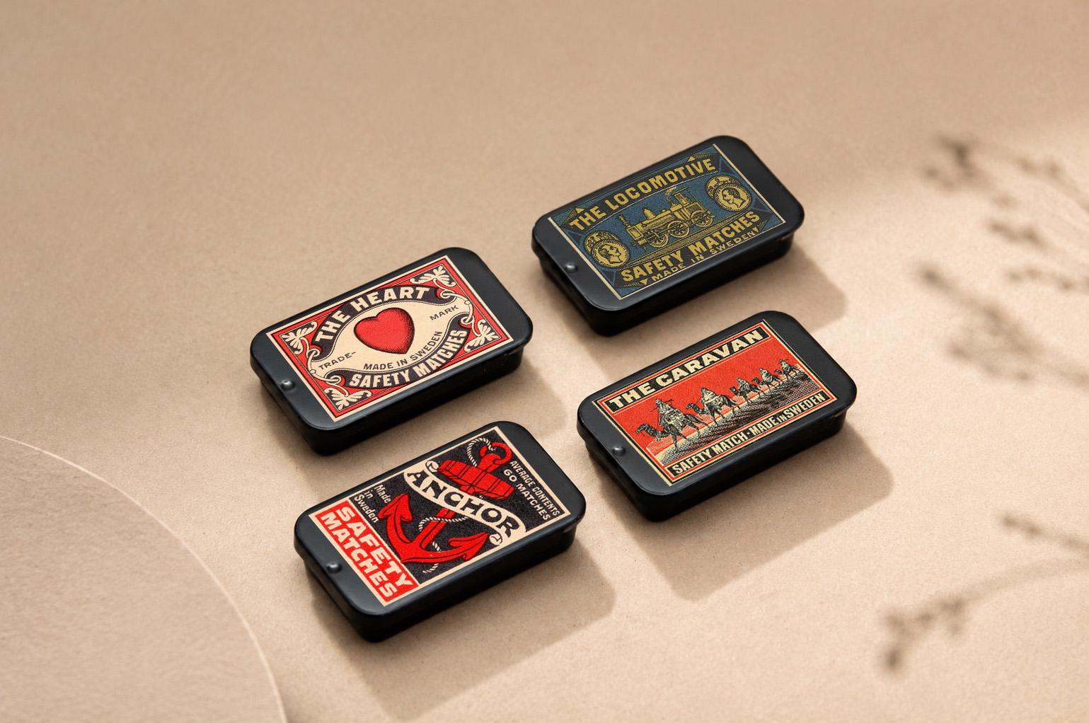 Set of 4 Tin Boxes of Various Made in SWEDEN Vintage Art Swedish