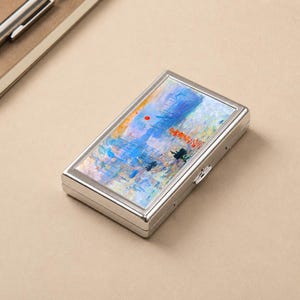 CIGARETTETÄSK Monet Impression Sunrise Art plånbok Korthållare Cigarett Business USB-minne, Present till konstälskare