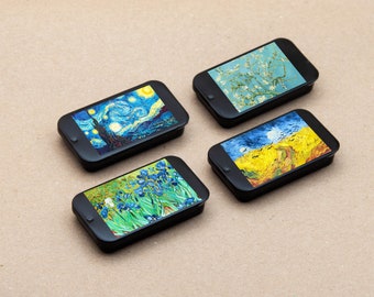 Set of 4 MATCHBOX Tin Boxes of Van GOGH famous painting art matches boxes Metal Storage Box Slide Tinplate Containers