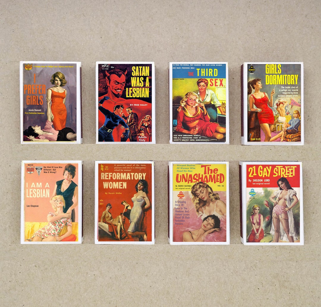 Set of 8 MATCHBOX Vintage Lesbian Pulp Cover Book Old Magazine Printing Old Matches Match Holder - Etsy UK