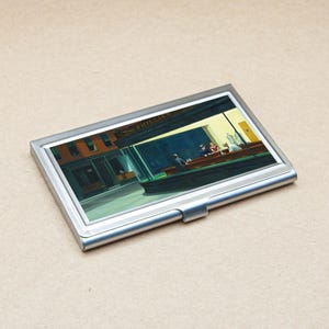 Geschäft Kartenhalter Edward Hopper Malerei Nighthawks 1942 schildert vier Personen in einem Abendessen in der Innenstadt spät in der Nacht malen Metall Gehäuse Halter