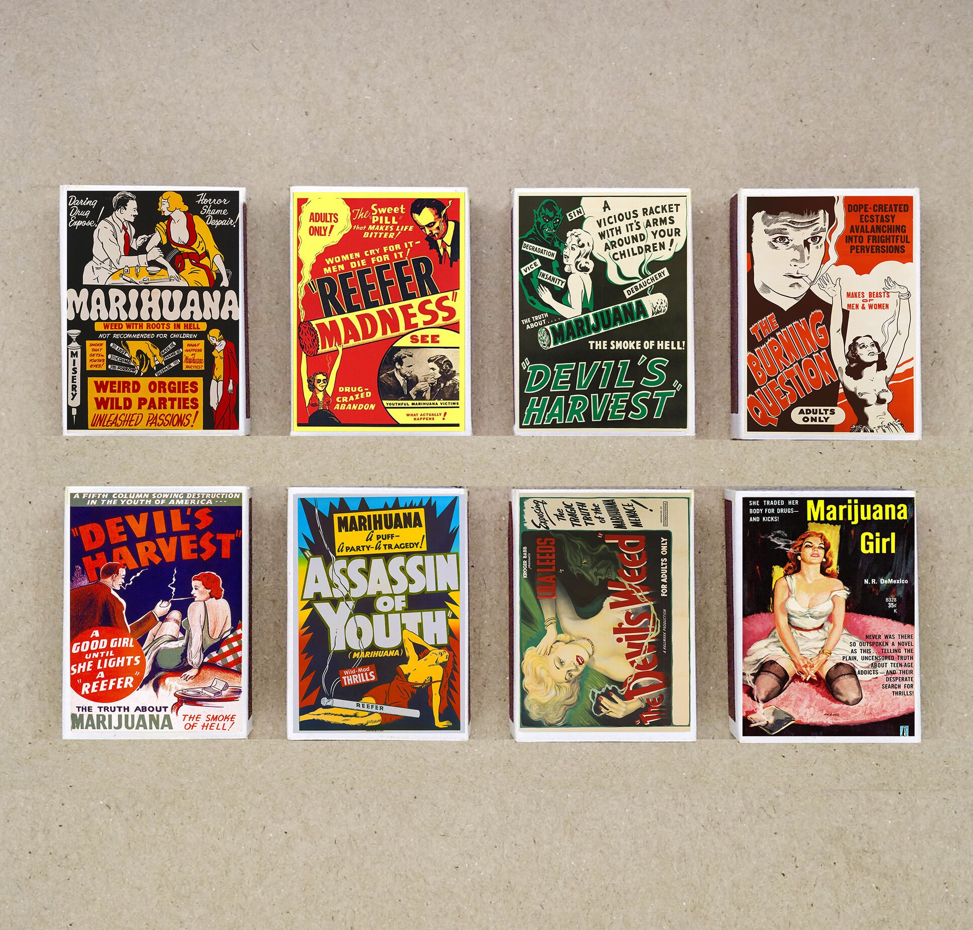 Set of 8 MATCHBOX 30s 40s Marijuana Cautionary Films Vintage Etsy