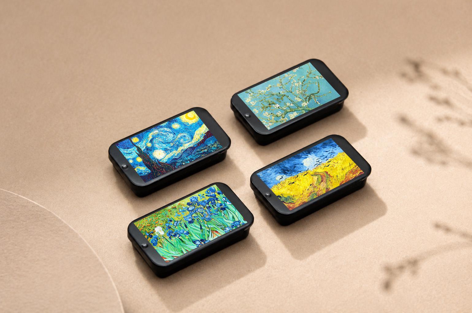 Set of 4 Tin Boxes of Van GOGH Famous Painting Art Matches Pill