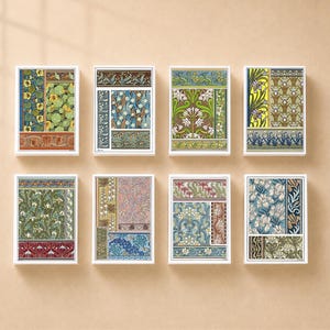 Set med 8 tändsticksaskar, tändsticksask i jugendstil, blommiga tändsticksaskar i vintagestil (set om 8)
