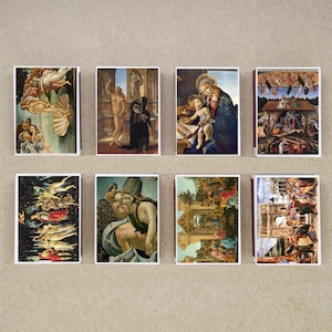 set of 8 MATCHBOX various Sandro Botticelli famous painting art paint printing old matches match holder