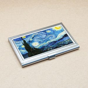 Geschäft Kartenhalter Fall Van Gogh berühmte 8 verschiedene Gemälde Farbe der sternenklare Nacht, Kirschblüte, Iries, Feld Metall Gehäuse Halter