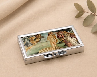 Birth of Venus Pill Box: 7-Day Stainless Steel Organizer Epoxy Protected