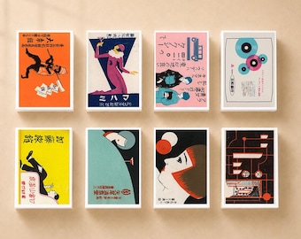 Set of 8 Matchboxes Vintage Japanese Ad Matchbox Set jp3, Customizable Design