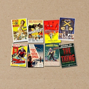 lot de 8 affiches décoratives au format A6 (carte postale) ou A5, affiches vintage de films de science-fiction de la planète interdite de films de série B classiques