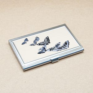 Visitenkartenhalter SCHMETTERLING Vintage Holzschnitt Kunst aus Japan japanische Malerei Metall Koffer Halter