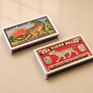 Tändsticksaskset i vintagestil, Tiger, stor köksdekoration
