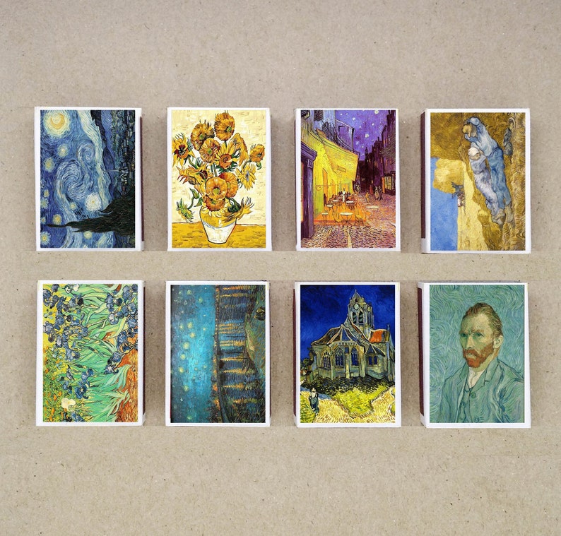 Set of 8 MATCHBOX Painting of Vincent Van Gogh Art Paint Etsy