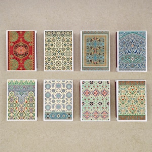 set of 8 MATCHBOX pattern Arabic art lithograph of Arabian interior ornamental Islamic illustrations printing matches match holder