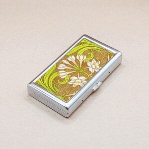 Metalletui Muster Kunst Tapete Druck Jonquil Modell Farbe Brieftasche Kartenhalter Zigarette oder Business Case, einzigartiges Geschenk für Kunstliebhaber