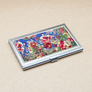 Visitenkartenhalter FLOWERS verschiedene Vintage-Muster Blume Blumenkunst 6 verschiedene Malerei Metall Gehäuse Halter