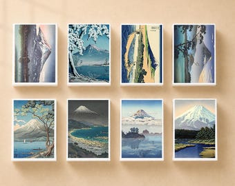 マッチ箱8個セット 富士山 日本風プリント 山 雪 ヴィンテージスタイル