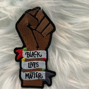 Black Lives Matter Raised Fist Embroidered Patch | Pan-African Pride Iron-On Patch